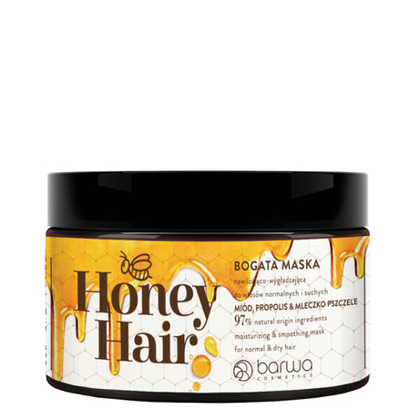 Barwa Honey Hair Moisturising & Smoothing Honey Mask - retail hair-care container isolated on a white background
