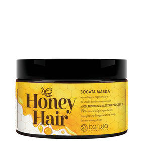 Barwa Honey Hair Strenghtening & Regenerating Honey Mask - retail hair-care container isolated on a white background