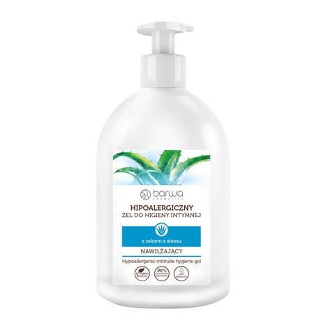Barwa Hypoallergenic Moisturising Intimate Gel Aloe - arranged with the included components on a white background