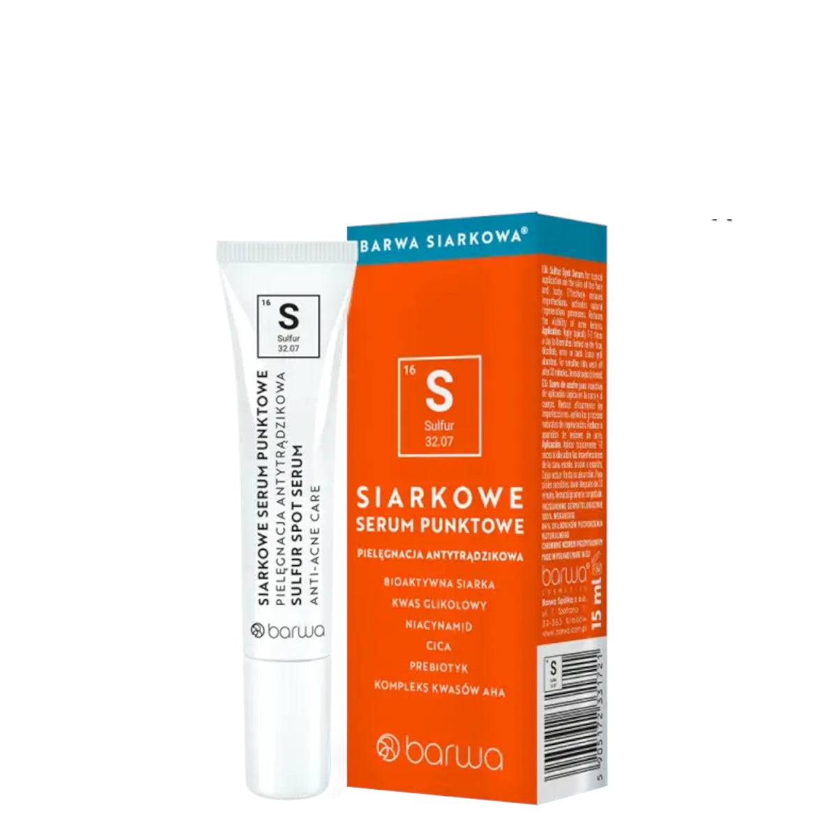 Barwa Sulfuric Anti-Acne Facial Spot Serum - retail packaging on a white background
