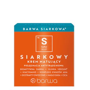 Barwa Sulfuric Anti-Acne Mattifying Face Cream - retail packaging on a white background