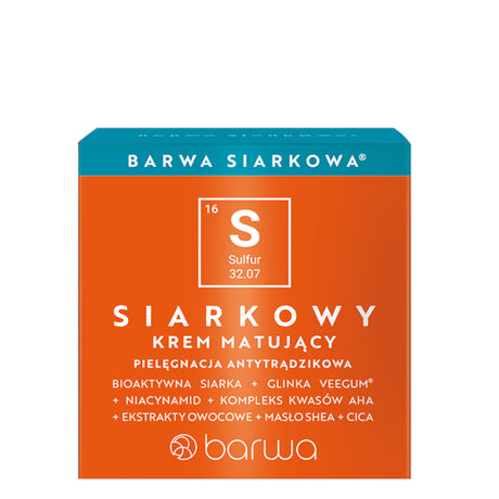 Barwa Sulfuric Anti-Acne Mattifying Face Cream - retail packaging on a white background