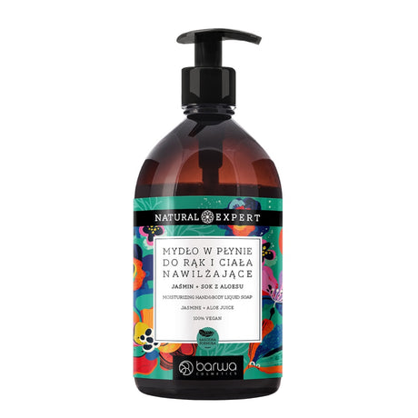 Barwa Vegan Moisturising Liquid Soap - Jasmine & Aloe Vera - isolated on a white background