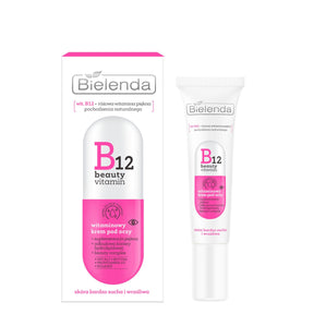 Bielenda B12 Beauty Vitamin Eye Cream - arranged with the included components on a white background