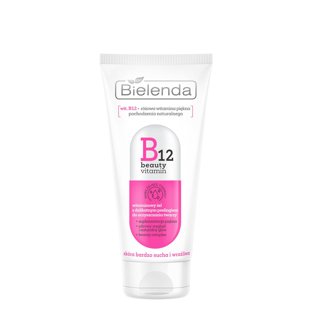 Bielenda B12 Beauty Vitamin Face Cleansing Gel with Peeling (EXP 09/2026) - arranged with the included components on a white background
