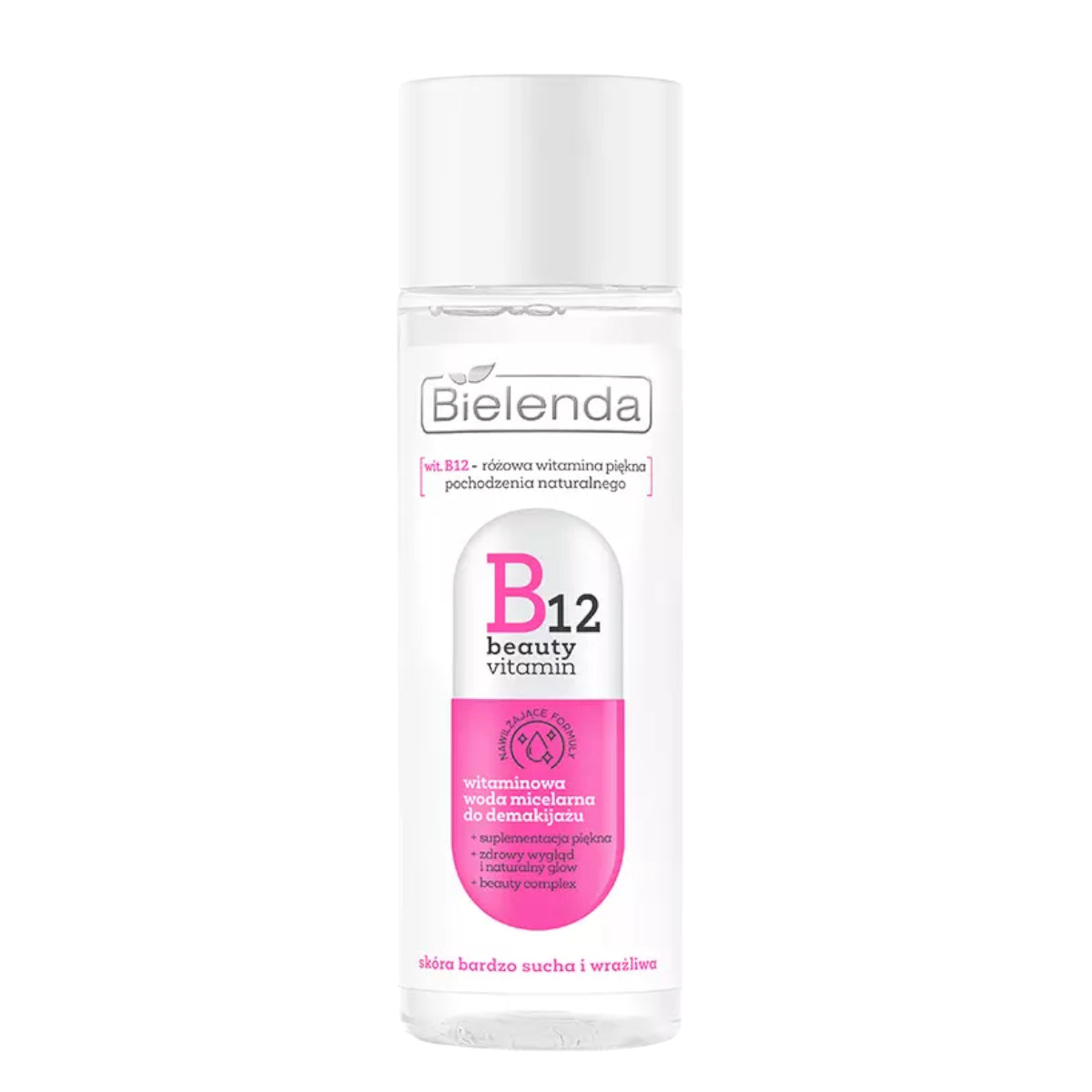 Bielenda B12 Beauty Vitamin Micellar Water Makeup Removal - arranged with the included components on a white background