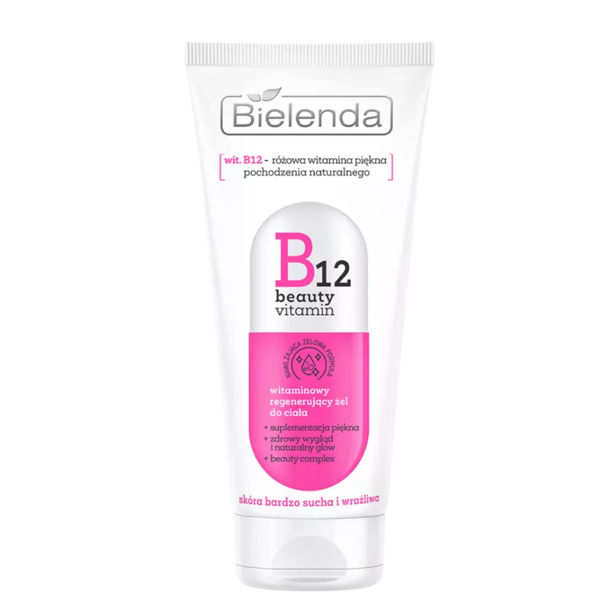 Bielenda B12 Beauty Vitamin Regenerating Body Gel - arranged with the included components on a white background