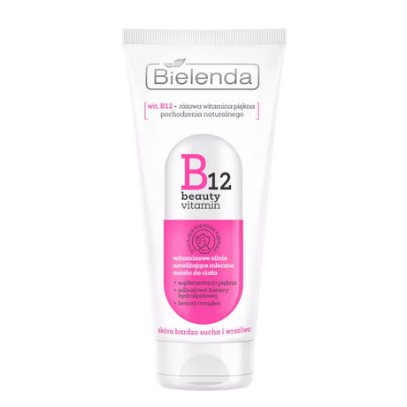 Bielenda B12 Beauty Vitamin Strongly Moisturising Body Butter - arranged with the included components on a white background