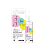 Bielenda Beauty Molecules Protective Ultra-Light Serum SPF50 - arranged with the included components on a white background