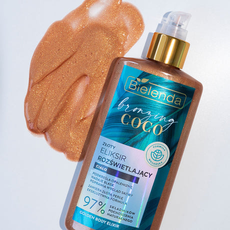 Bielenda Bronzing Coco Gold Illuminating Body Elixir - close-up of the product texture