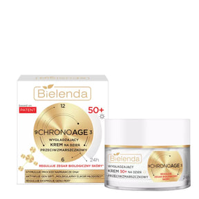 Bielenda Chrono Age 24H Smoothing Anti-Wrinkle Day Cream 50+ - retail packaging on a white background