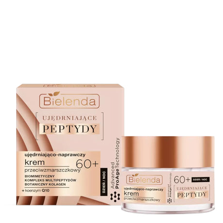 Bielenda Firming Peptides Firming & Repairing Anti-Wrinkle Cream 60+ - retail packaging on a white background