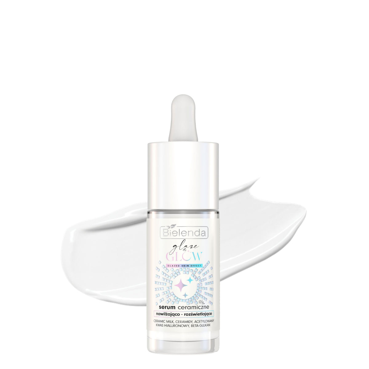 Bielenda Glaze & Glow Moisturising Brightening Ceramic Serum Glazed Skin Effect - retail packaging on a white background