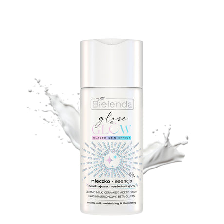 Bielenda Glaze & Glow Moisturising Brightening Essence Milk Glazed Skin Effect - retail packaging on a white background