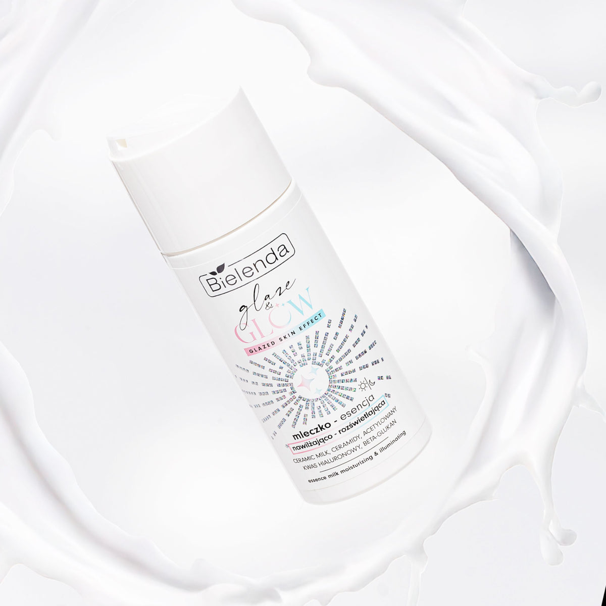 Bielenda Glaze & Glow Moisturising Brightening Essence Milk Glazed Skin Effect - retail packaging on a white background