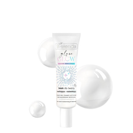 Bielenda Glaze & Glow Moisturising Brightening Face Cream Glazed Skin Effect - retail packaging on a white background