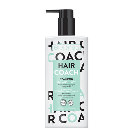Bielenda Hair Coach Balancing Shampoo for Oily Scalp - retail hair-care container isolated on a white background