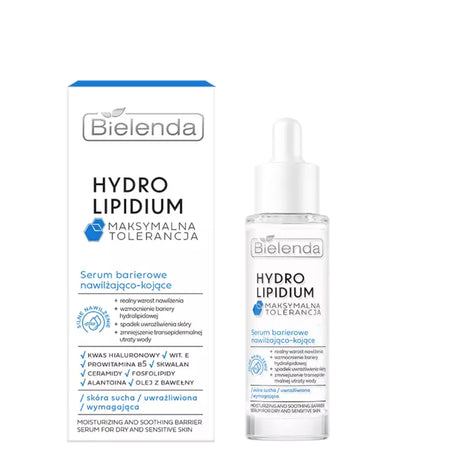 Bielenda Hydro Lipidium Moisturising & Soothing Barrier Serum - retail packaging on a white background