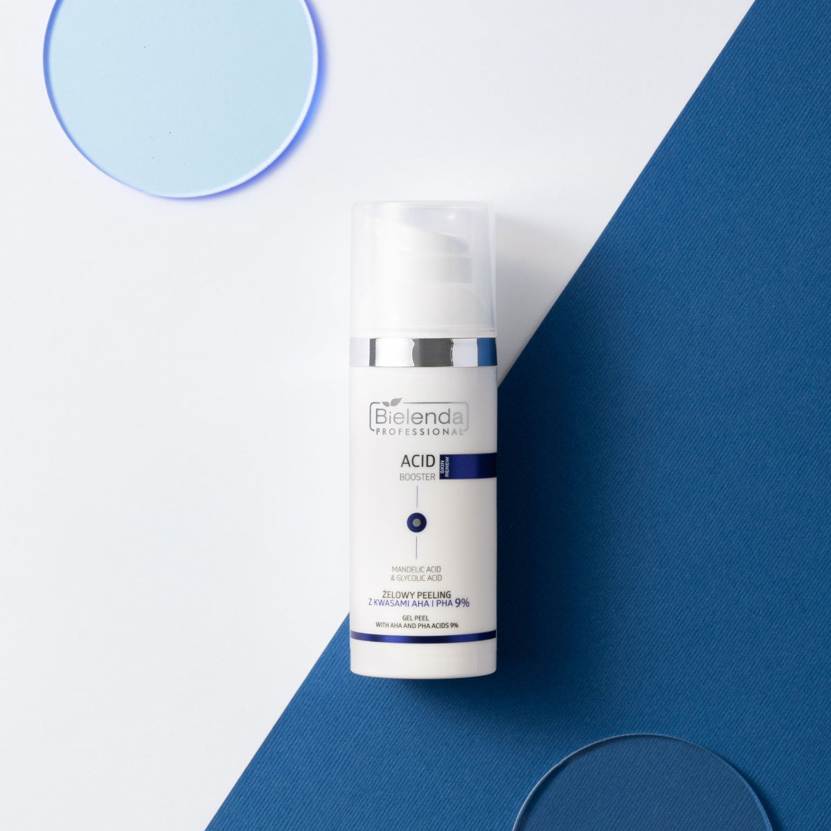 Bielenda Professional Acid Booster Gel Peeling with AHA & PHA Acids 9% - displayed in a styled studio photograph