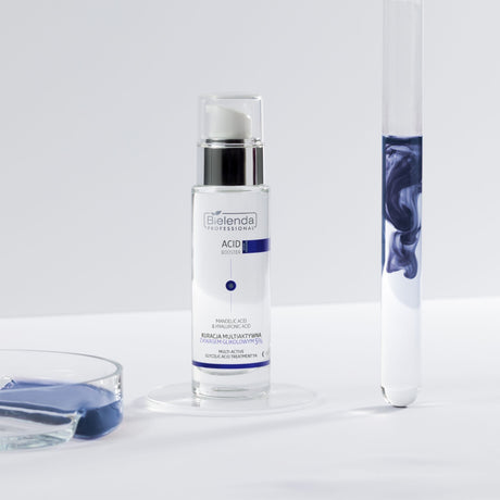 Bielenda Professional Acid Booster Multi Active Treatment with Glycolic Acid 5% - product presentation on a dark background