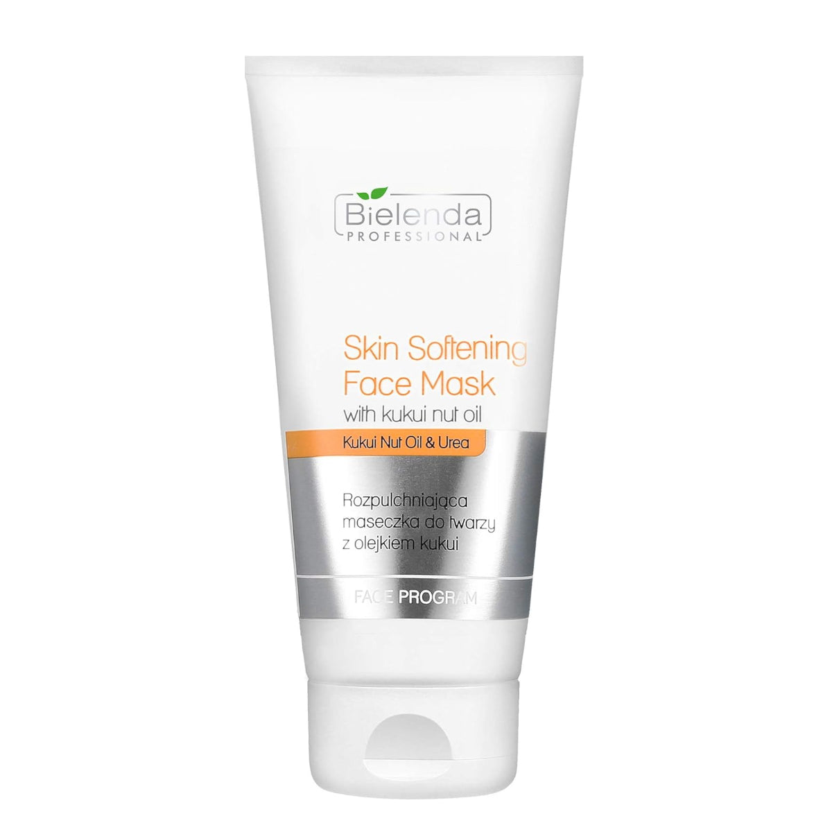 Bielenda Professional Skin Softening Face Mask with Kukui Nut Oil - open cosmetic jar with its lid on a white background