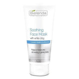 Bielenda Professional Soothing Face Mask with White Clay - open cosmetic jar with its lid on a white background