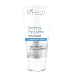 Bielenda Professional Soothing Face Mask with White Clay - open cosmetic jar with its lid on a white background
