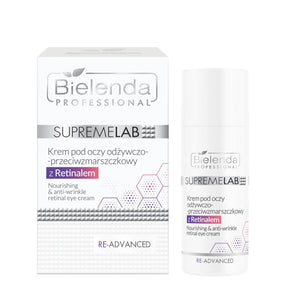 Bielenda Professional SupremeLab Re-Advanced Anti-Wrinkle Eye Cream - arranged with the included components on a white background