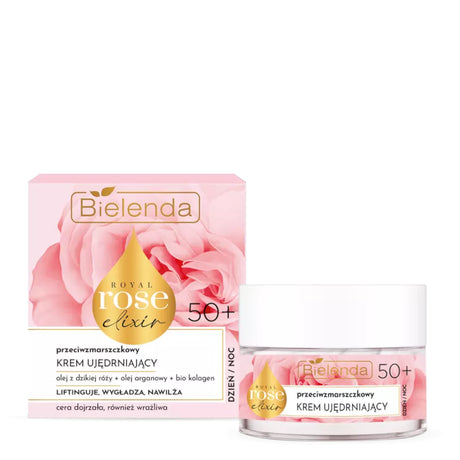 Bielenda Royal Rose Elixir Anti-Wrinkle Firming Face Cream 50+ - retail packaging on a white background