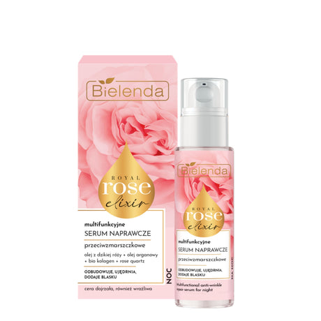 Bielenda Royal Rose Elixir Anti-Wrinkle Night Repair Serum - retail packaging on a white background