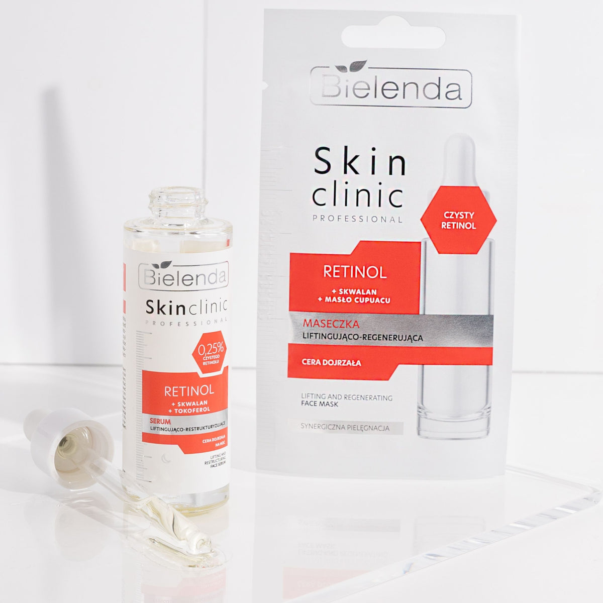 Bielenda Skin Clinic Lifting Retinol Face Mask - open cosmetic jar with its lid on a white background