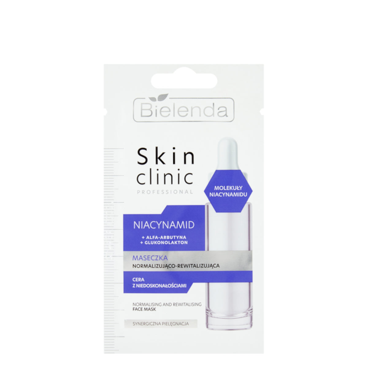 Bielenda Skin Clinic Niacinamide Normalising & Revitalising Face Mask - open cosmetic jar with its lid on a white background