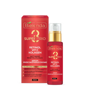 Bielenda SUPER TRIO Actively Revitalizing Anti-Wrinkle Night Serum - retail packaging on a white background