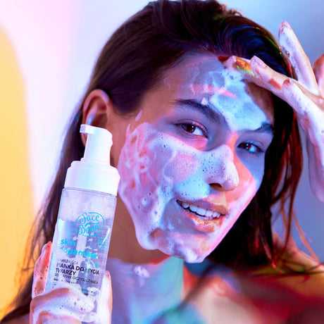 Body Boom Face Boom Skin Dopamine Moisturising Gentle Cleansing Foam - shown in use in a salon setting