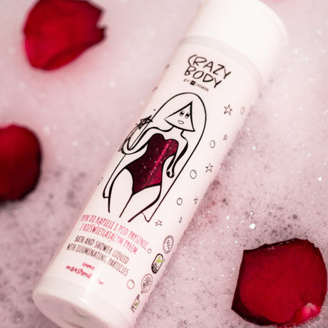 Crazy Hair Crazy Body Illuminating Bath & Shower Liquid Marshmallow - product displayed with its packaging on a dark background