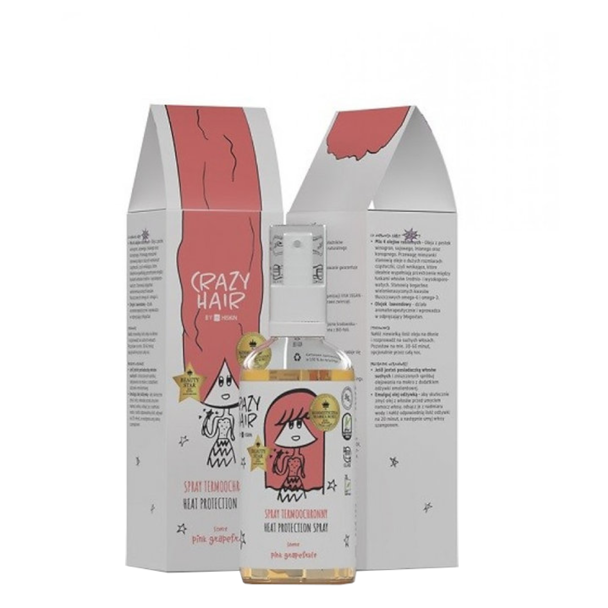 Crazy Hair Heat Protection Spray Pink Grapefruit - isolated on a white background