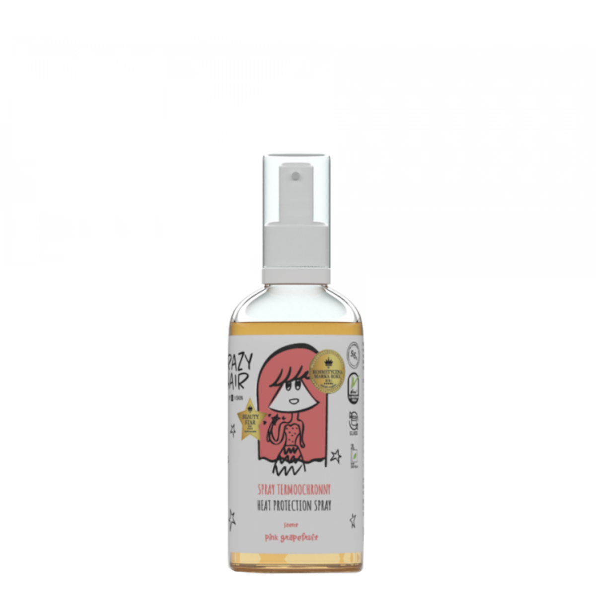 Crazy Hair Heat Protection Spray Pink Grapefruit - isolated on a white background