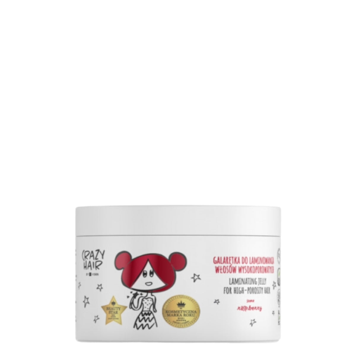 Crazy Hair Lamination Jelly Raspberry High Porosity Hair - retail hair-care container isolated on a white background