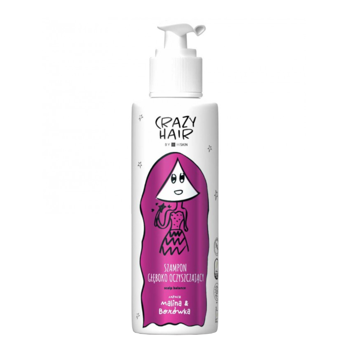 Crazy Hair Scalp Balance Deep Cleansing Shampoo Raspberry & Blueberry - retail hair-care container isolated on a white background