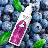 Crazy Hair Scalp Balance Deep Cleansing Shampoo Raspberry & Blueberry - product and colour result shown on hair