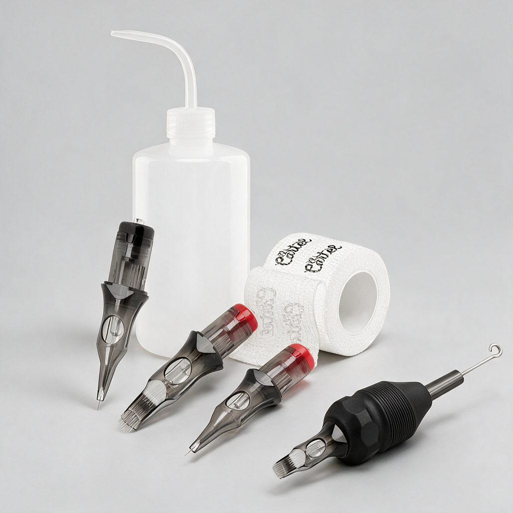 El Cartel Lining & Shading Tattoo Consumables Kit - product displayed with its packaging on a dark background