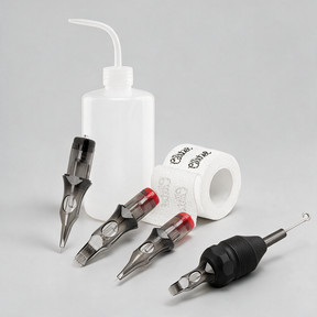 El Cartel Lining & Shading Tattoo Consumables Kit - product displayed with its packaging on a dark background