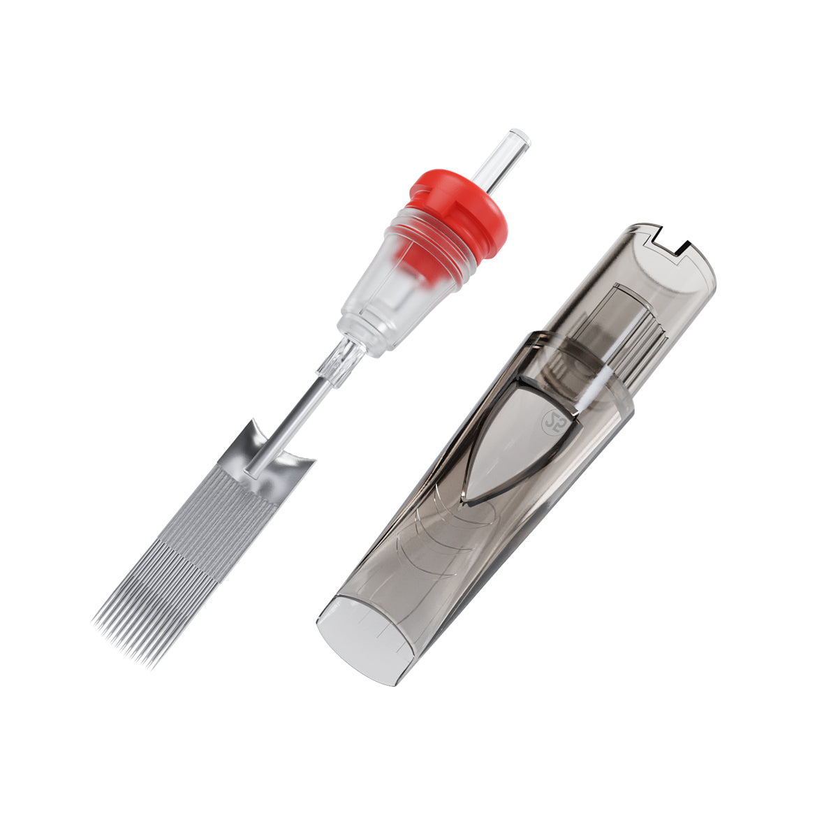 El Cartel Tattoo Cartridges 0.30mm 15 Magnum 10 pcs - cartridge shown beside the needle module