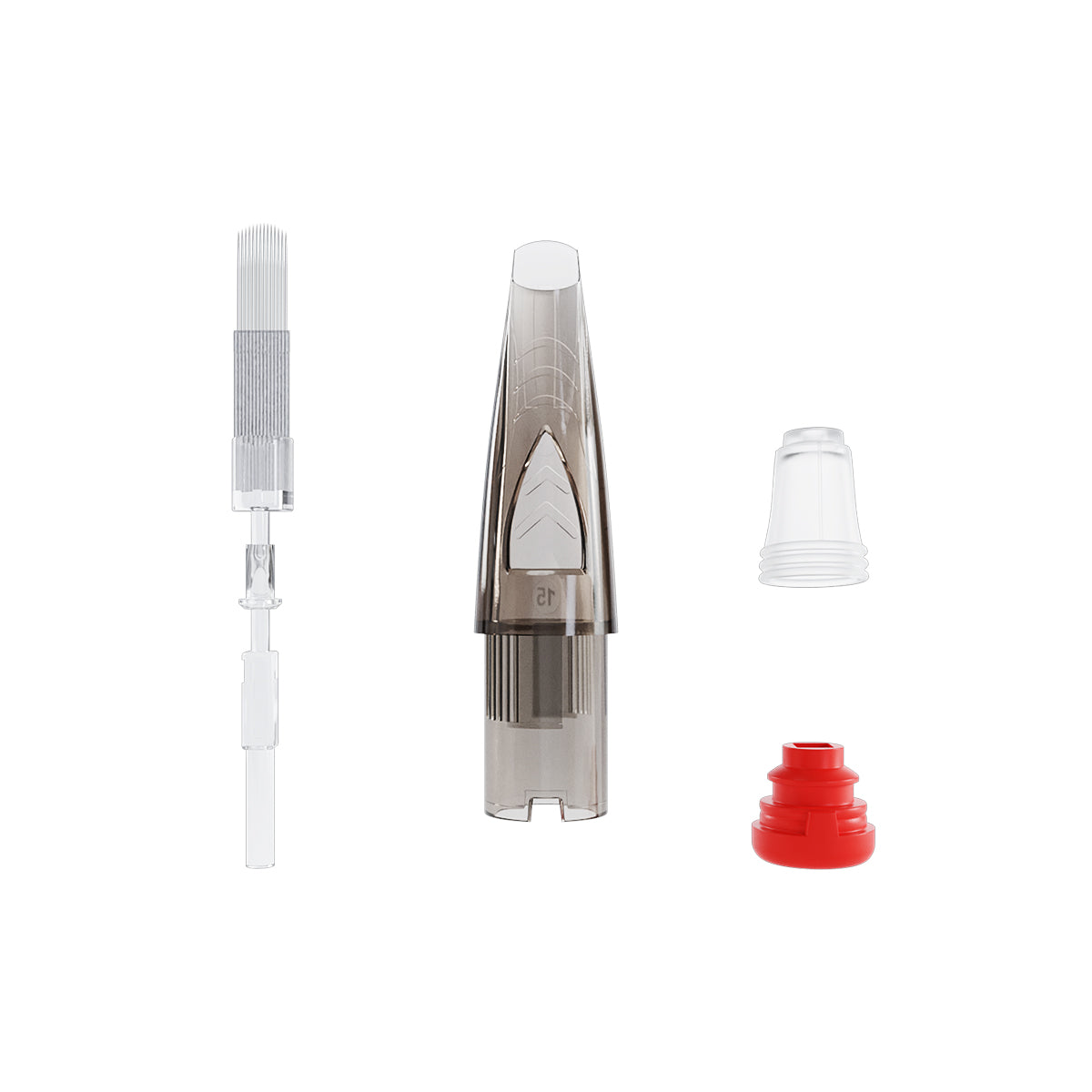 El Cartel Tattoo Cartridges 0.30mm 27 Soft Edge Magnum 10 pcs - disassembled cartridge with its individual components