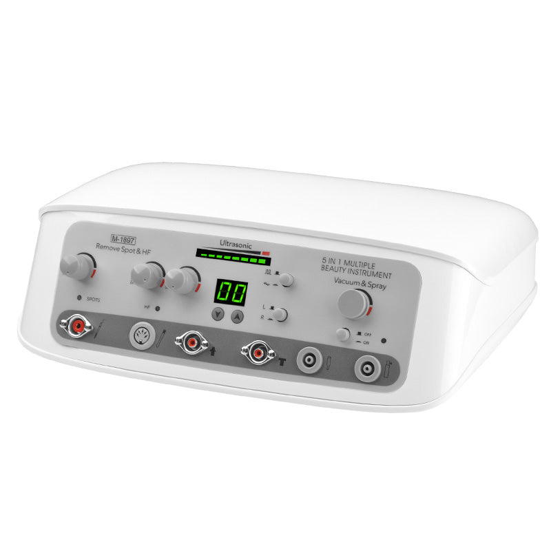 Elegante 1897 5-In-1 Multifunction Beauty Device - Microdermabrasion, Vacuum, Darsonval, Ultrasound & Spray - device housing and functional components shown on a white background