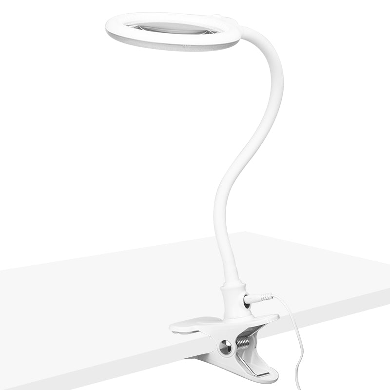 Elegante 2014-2R 30 LED SMD 3D Magnifying Desk Lamp with Base & Clamp - main unit with included components on a white background