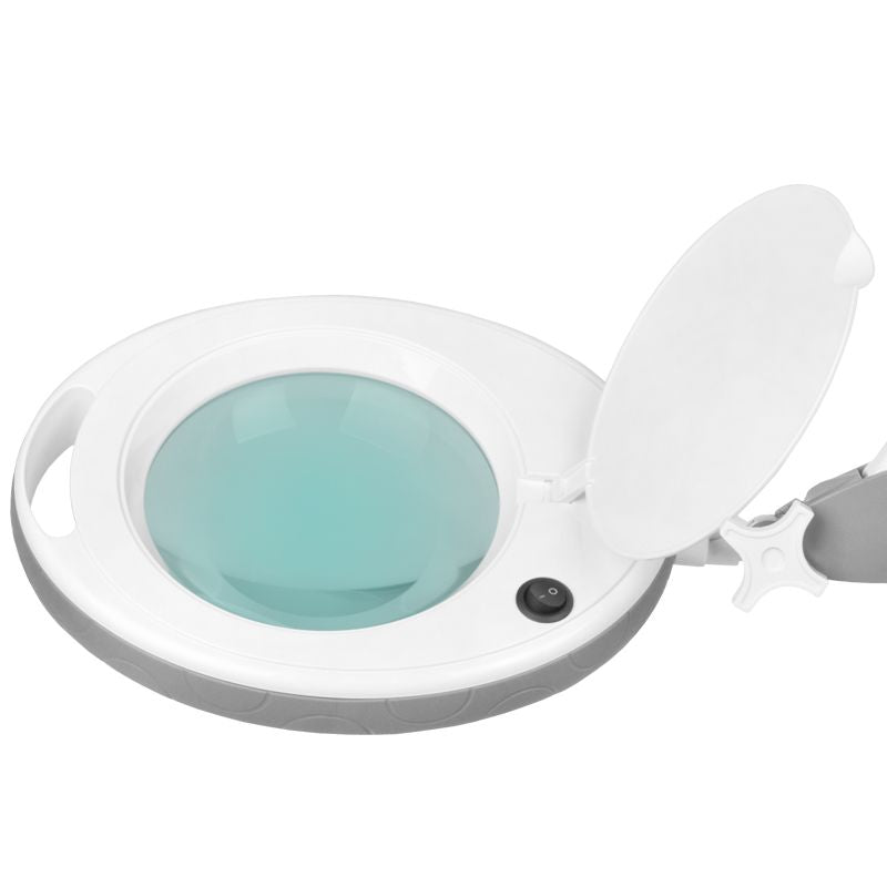 Elegante 6014 60 Magnifier LED 5D Lamp with a Tripod - main unit with included components on a white background