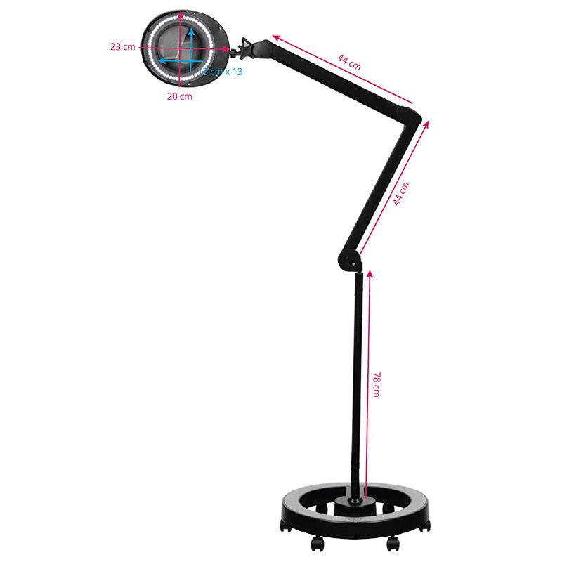 Elegante 6025 60 LED SMD 5 Diopter Magnifying Lamp with a Tripod Black - device housing and functional components shown on a white background