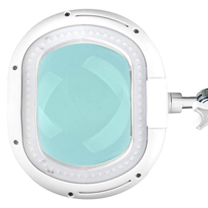 Elegante 6028 60 LED 5 Diopter Magnifying Lamp with Light Intensity Adjustment - main unit with included components on a white background