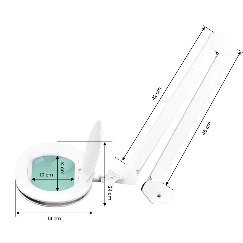 Elegante 6028 60 LED 5 Diopter Magnifying Lamp with Light Intensity Adjustment - device housing and functional components shown on a white background
